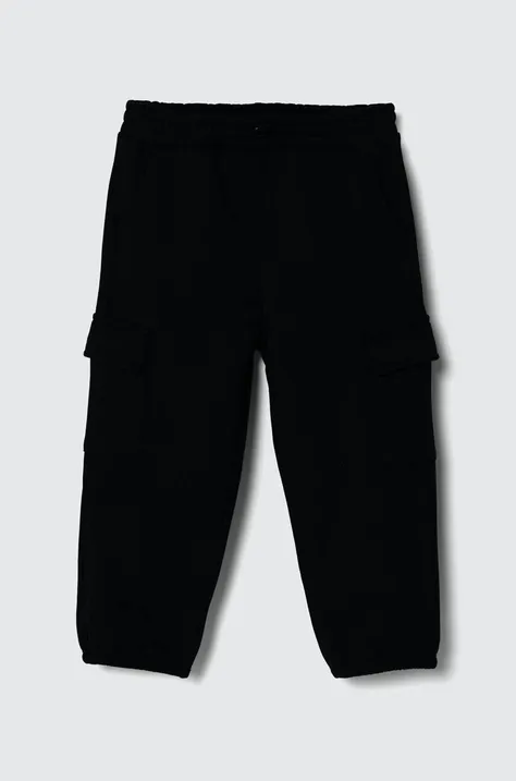 United Colors of Benetton spodnie dresowe dziecięce kolor czarny gładkie