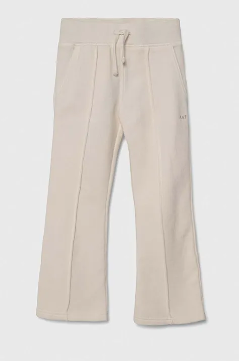 Abercrombie & Fitch spodnie dresowe dziecięce kolor beżowy gładkie