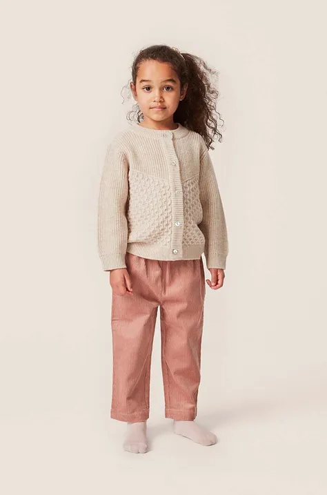 Детски памучен панталон Konges Sløjd в бежово с изчистен дизайн