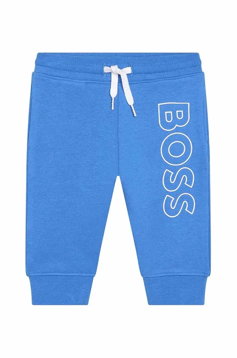 Дитячі спортивні штани BOSS колір синій з принтом