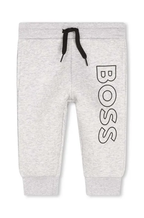 Дитячі спортивні штани BOSS колір сірий з принтом