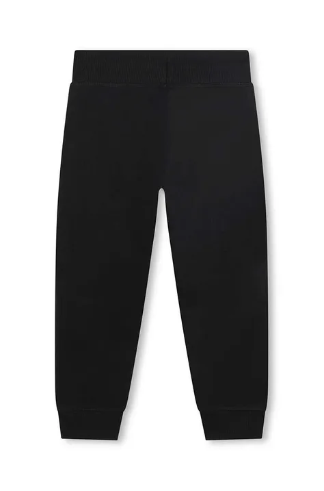 Дитячі бавовняні штани HUGO колір чорний з принтом