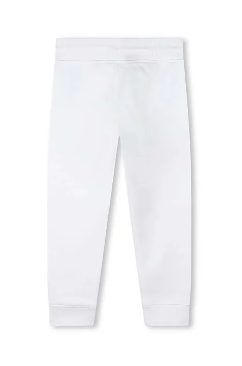 HUGO pantaloni de trening din bumbac pentru copii culoarea alb, cu imprimeu