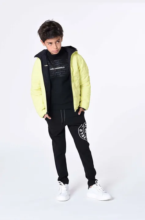 Дитячі спортивні штани Karl Lagerfeld колір чорний з принтом