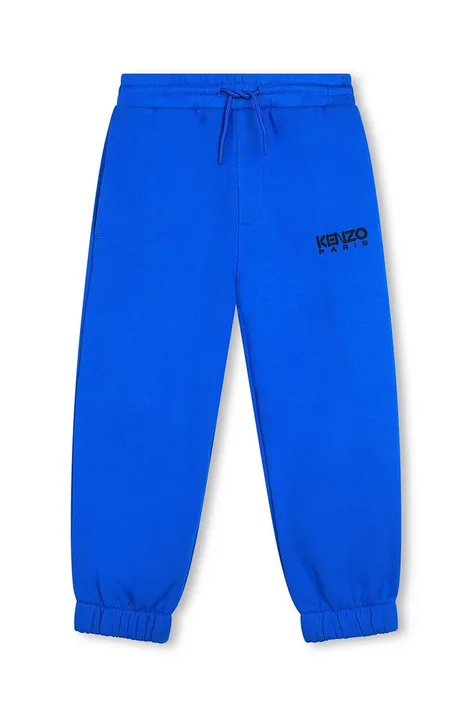 Kenzo Kids spodnie dresowe dziecięce kolor niebieski gładkie