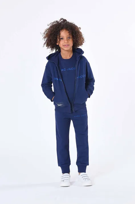 Дитячі бавовняні штани Marc Jacobs колір синій з аплікацією