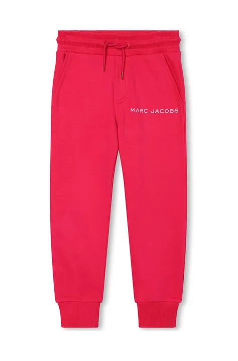 Дитячі бавовняні штани Marc Jacobs колір червоний з аплікацією