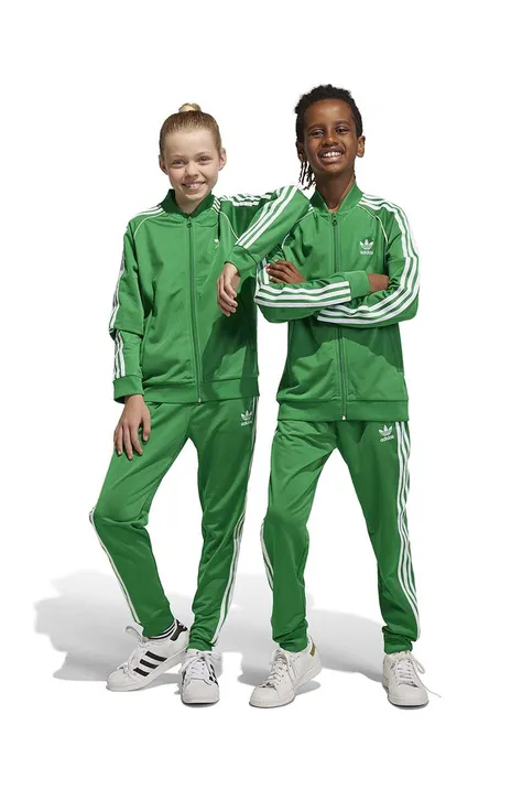 Παιδικό φούτερ adidas Originals χρώμα: πράσινο