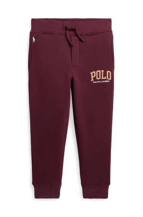 Детские спортивные штаны Polo Ralph Lauren цвет бордовый с аппликацией