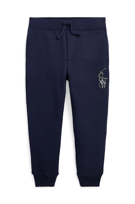 Polo Ralph Lauren pantaloni de trening din bumbac pentru copii culoarea albastru marin, cu imprimeu