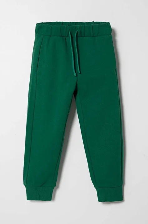 United Colors of Benetton pantaloni de trening pentru copii culoarea verde, melanj