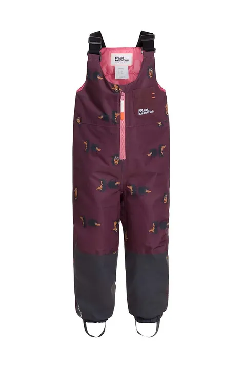 Дитячі штани для зимових видів спорту Jack Wolfskin GLEEL 2L INS PRINT BIB колір бордовий