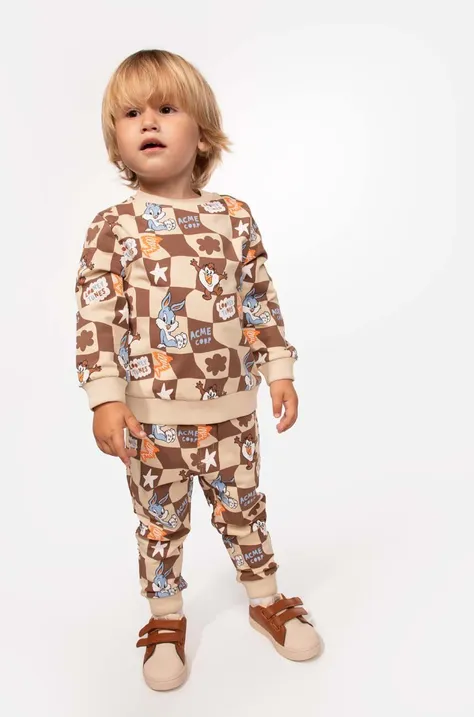 Coccodrillo spodnie dresowe niemowlęce kolor beżowy wzorzyste