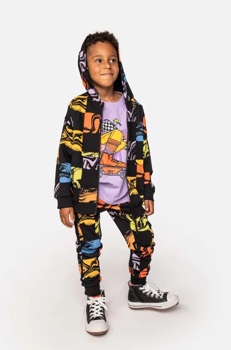 Coccodrillo spodnie dresowe bawełniane dziecięce ZC3120105ASK ART SPORT KIDS kolor czarny wzorzyste