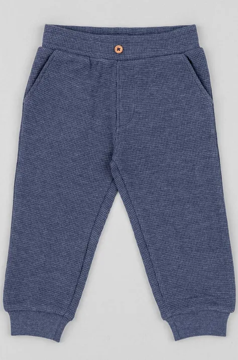 Бебешки спортен панталон zippy в синьо с изчистен дизайн