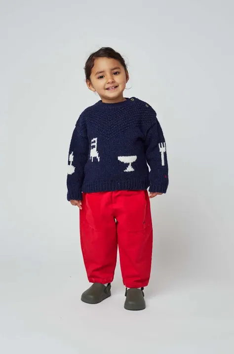 Pamučne hlače za bebe Bobo Choses boja: crvena, bez uzorka