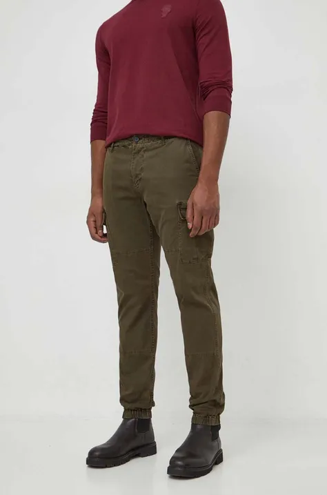 Kalhoty Tommy Hilfiger pánské, zelená barva, ve střihu cargo