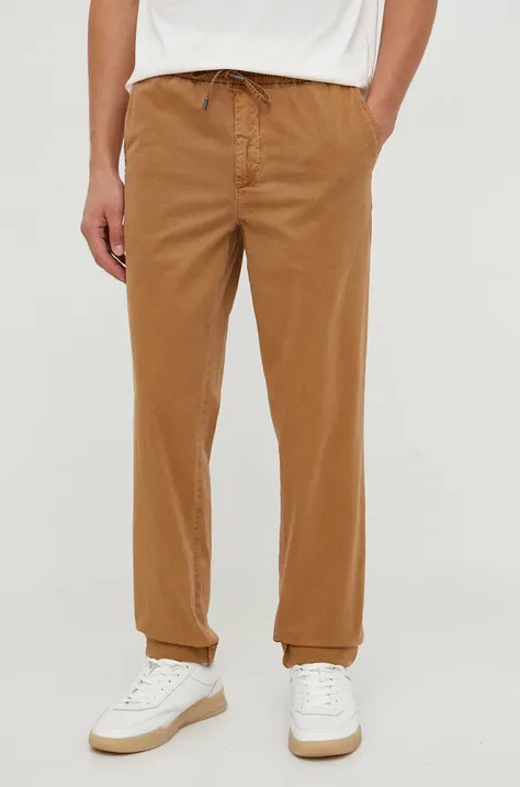 Nohavice Tommy Hilfiger pánske, hnedá farba, rovné