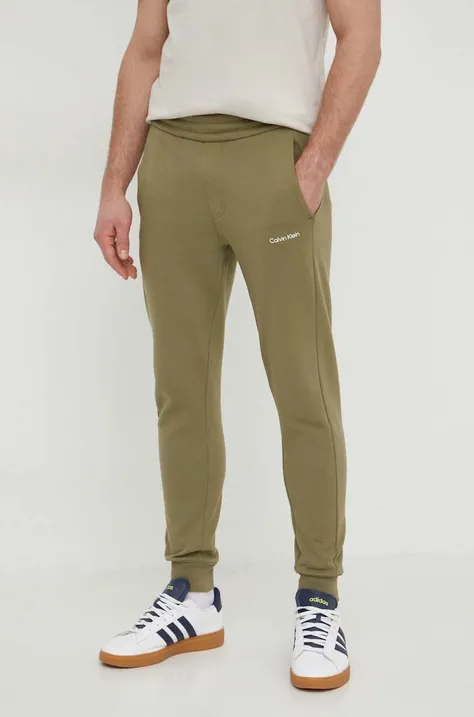 Спортивні штани Calvin Klein колір зелений однотонні