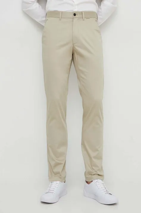 Штани Calvin Klein чоловічі колір бежевий фасон chinos