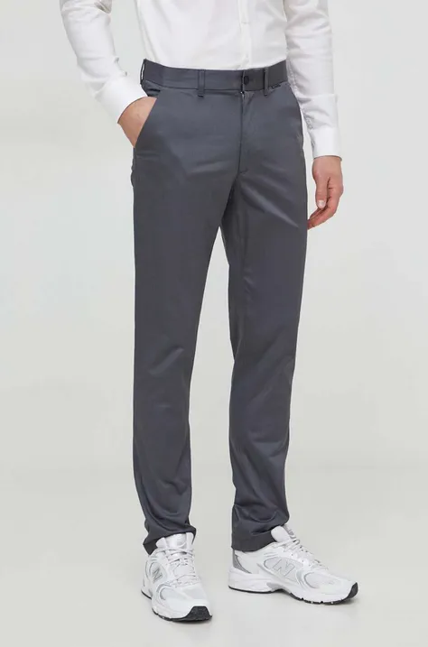 Nohavice Calvin Klein pánske,šedá farba,strih chinos,K10K110963