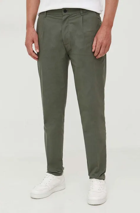 Nohavice Calvin Klein pánske,zelená farba,rovné,K10K111490