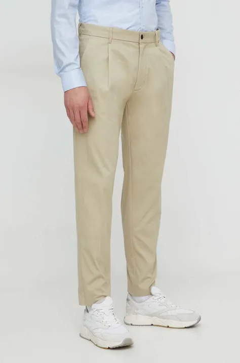 Calvin Klein spodnie męskie kolor beżowy proste