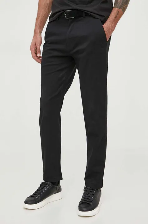 Nohavice Calvin Klein pánske, čierna farba, strih chinos
