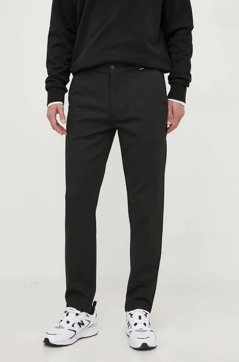 Calvin Klein pantaloni bărbați, culoarea negru, mulată K10K111793