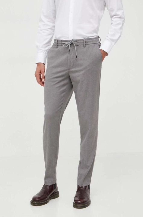 BOSS pantaloni barbati, culoarea gri, cu fason chinos