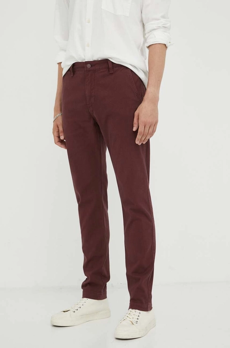 Levi's pantaloni barbati, culoarea bordo, cu fason chinos