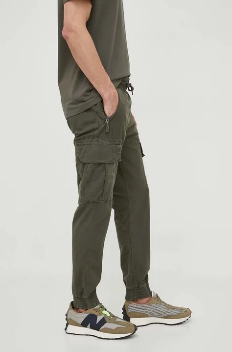 Bavlněné kalhoty Alpha Industries zelená barva, 116201.136-GreyBlack