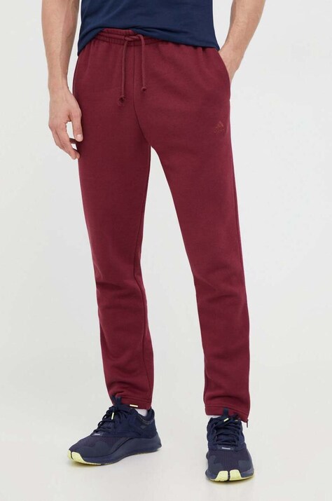 adidas pantaloni de trening culoarea bordo, neted
