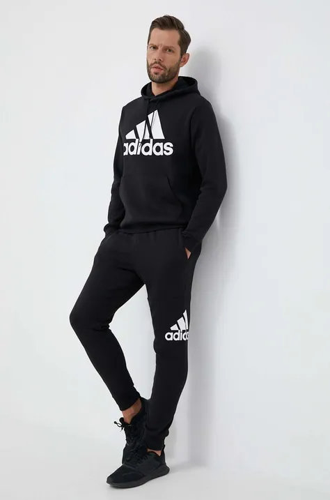 adidas pantaloni de trening culoarea negru, cu imprimeu