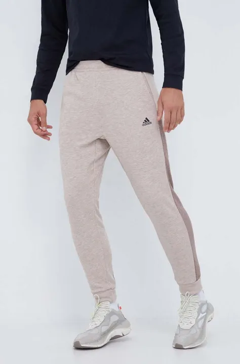 adidas pantaloni de trening culoarea bej, modelator