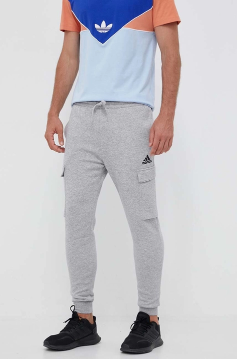 adidas pantaloni de trening culoarea gri, melanj