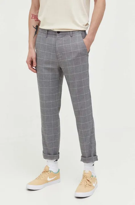 Kalhoty Hollister Co. pánské, šedá barva, přiléhavé