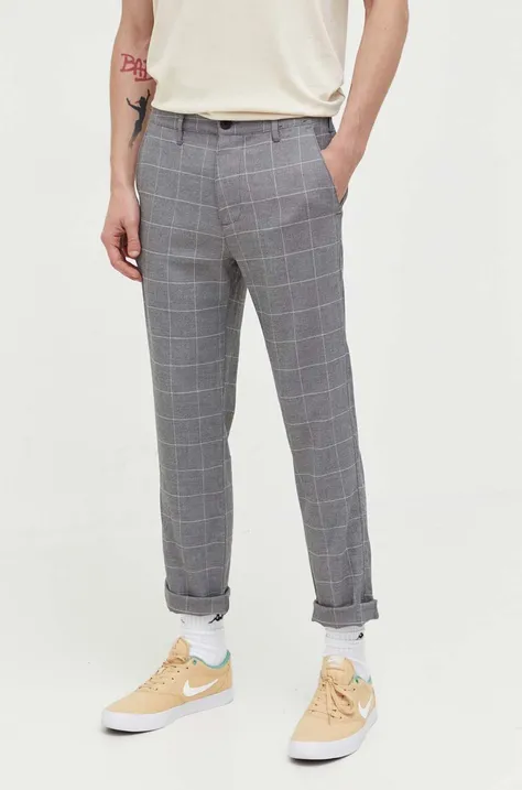 Hollister Co. pantaloni barbati, culoarea gri, mulata