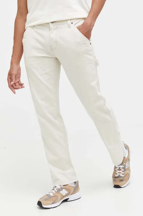 Hollister Co. pantaloni barbati, culoarea bej, drept