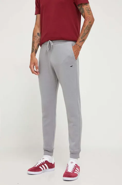 Hollister Co. spodnie dresowe kolor szary gładkie