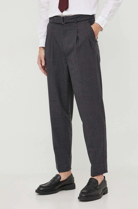 Michael Kors pantaloni de lana culoarea gri, drept