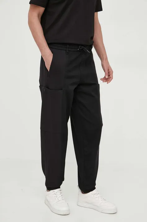 Armani Exchange pantaloni barbati, culoarea negru