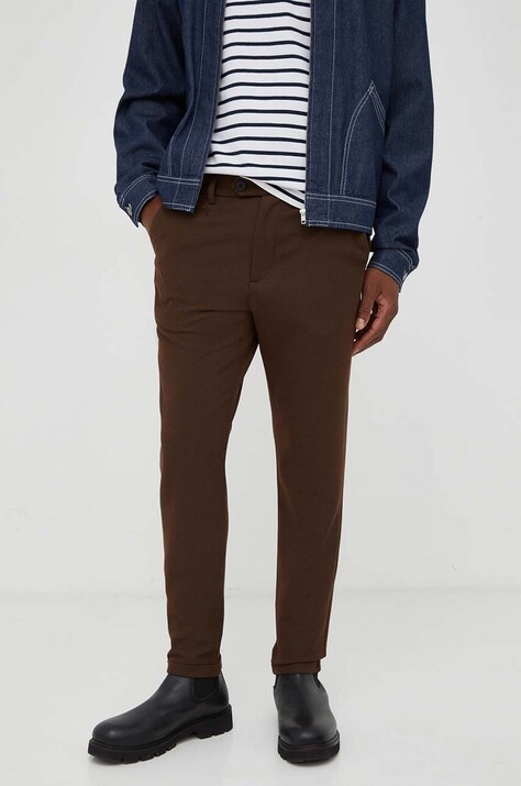 Les Deux pantaloni barbati, culoarea maro, drept