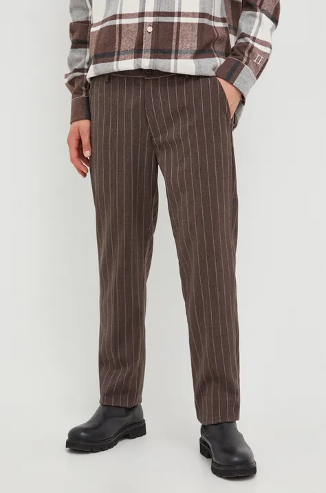 Les Deux spodnie męskie kolor brązowy proste