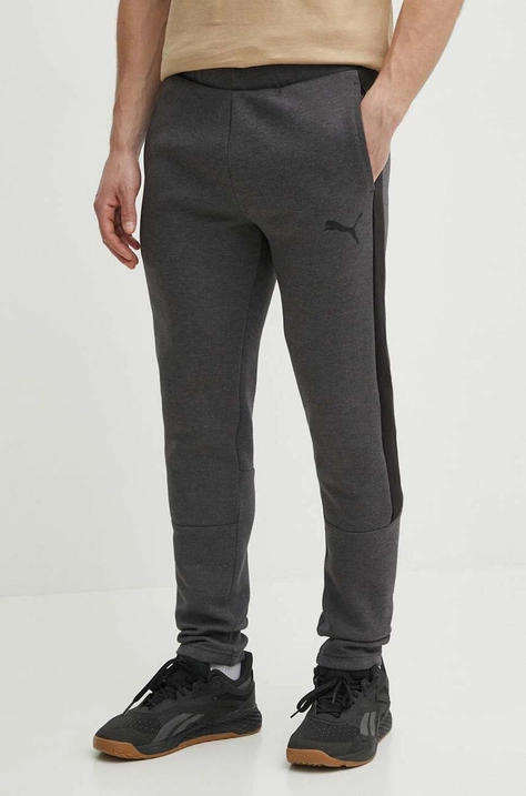 Puma pantaloni de antrenament culoarea gri, cu imprimeu 585814