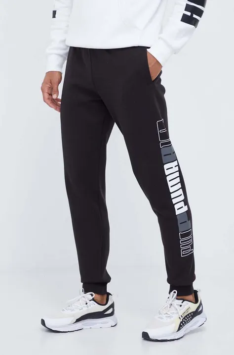 Puma pantaloni de trening culoarea negru, cu imprimeu
