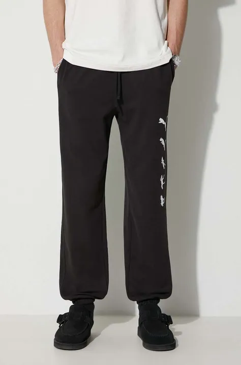 Хлопковые спортивные штаны Puma PUMA X RIPNDIP цвет чёрный с принтом