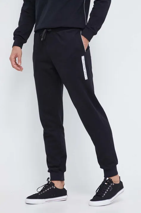 Homewear pamučne hlače Emporio Armani Underwear boja: crna, s tiskom