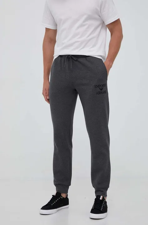 Emporio Armani Underwear pantaloni de trening culoarea gri, cu imprimeu