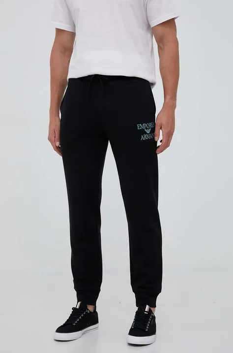 Donji dio trenirke Emporio Armani Underwear boja: crna, s aplikacijom